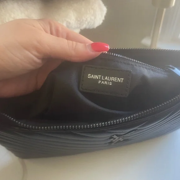 YSL Monogram Small Black Leather Pouch - Picture 8 of 9